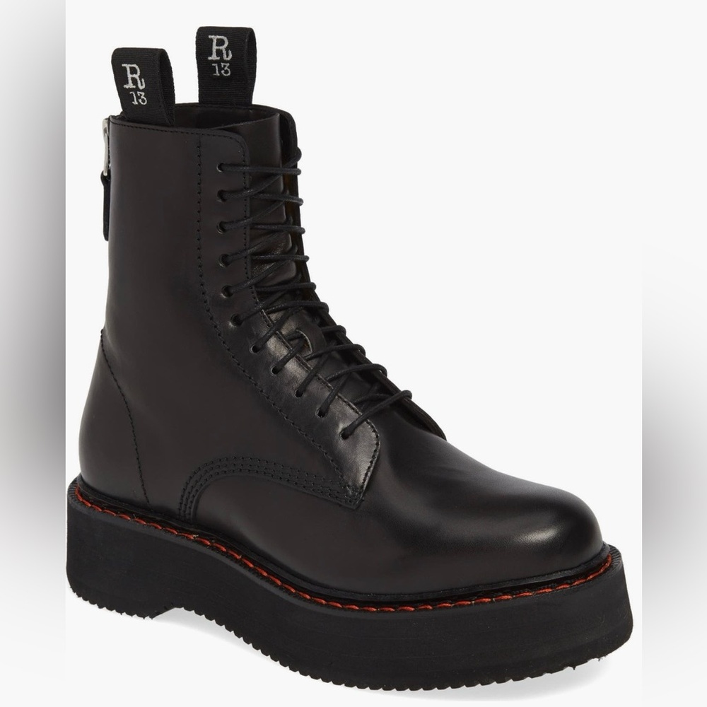 R13 - platform combat boots, size 5